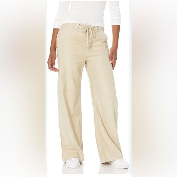 Hudson Tan Beige Wide leg Trouser Pants linen blend Size 28 - Picture 1 of 7